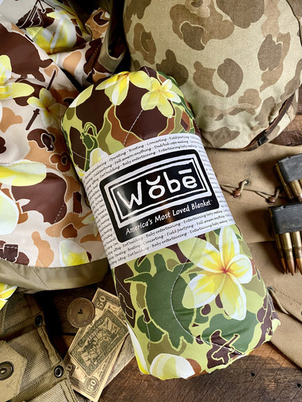 Woobie USA Throw Blanket - Aloha Pua Honu - Double-Sided - Bawidamann Art