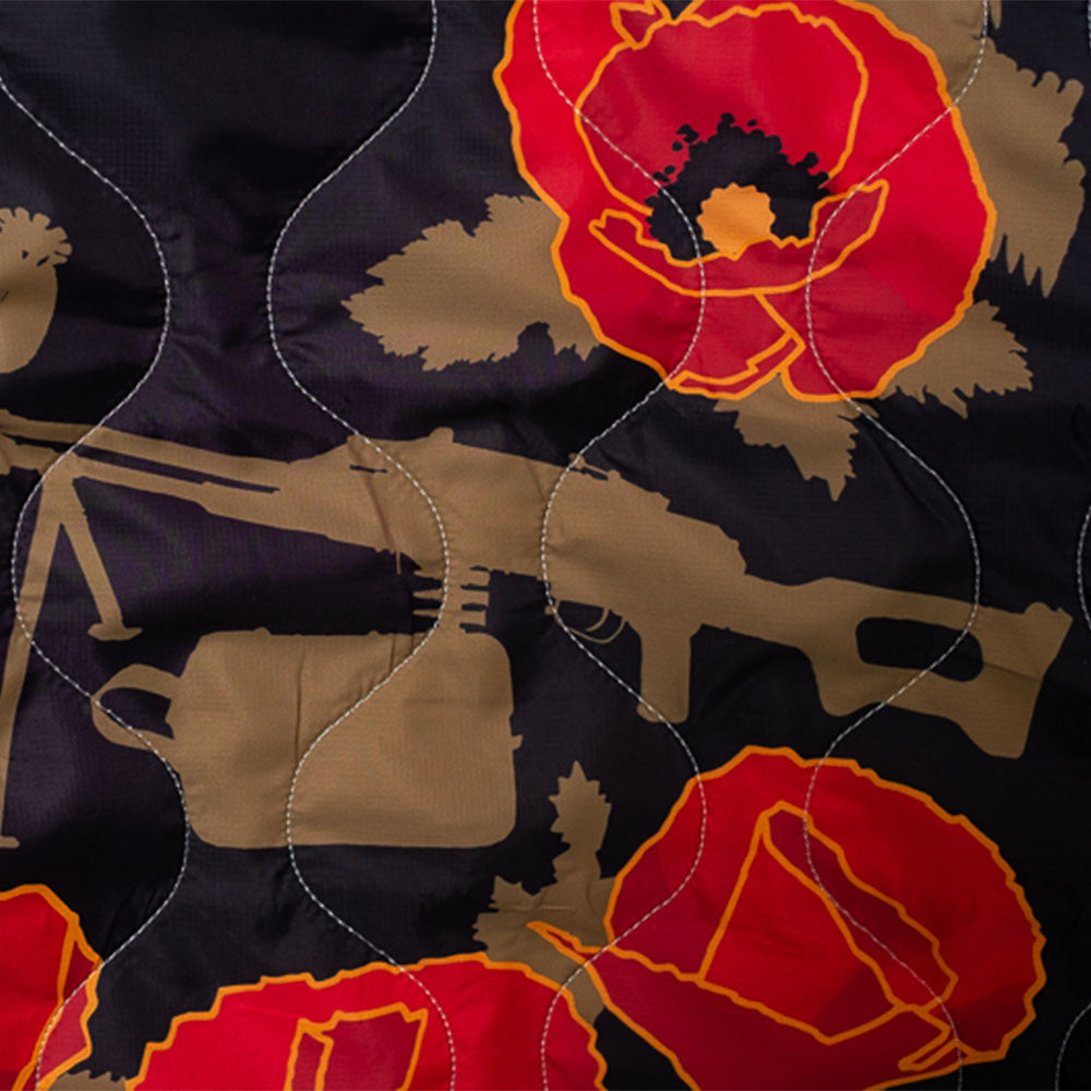 Woobie USA Throw Blanket - Poppies of War - Black - Bawidamann Art