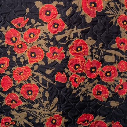 Woobie USA Throw Blanket - Poppies of War - Black - Bawidamann Art