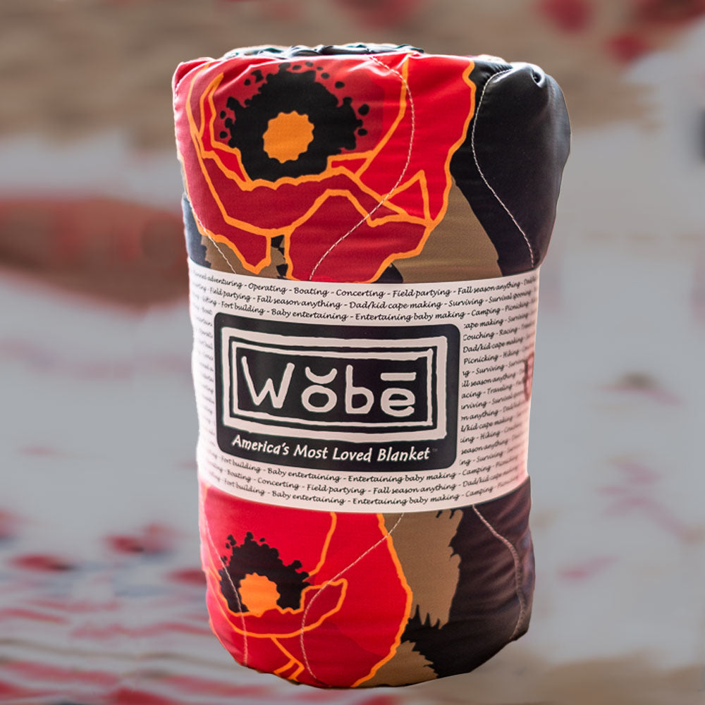 Woobie USA Throw Blanket - Poppies of War - Black - Bawidamann Art