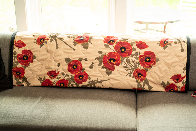 Woobie USA Throw Blanket - Poppies of War - Tan - Bawidamann Art